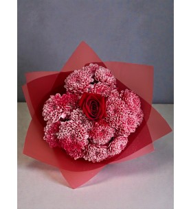 Crimson Frost Rose & Chrysanthemum